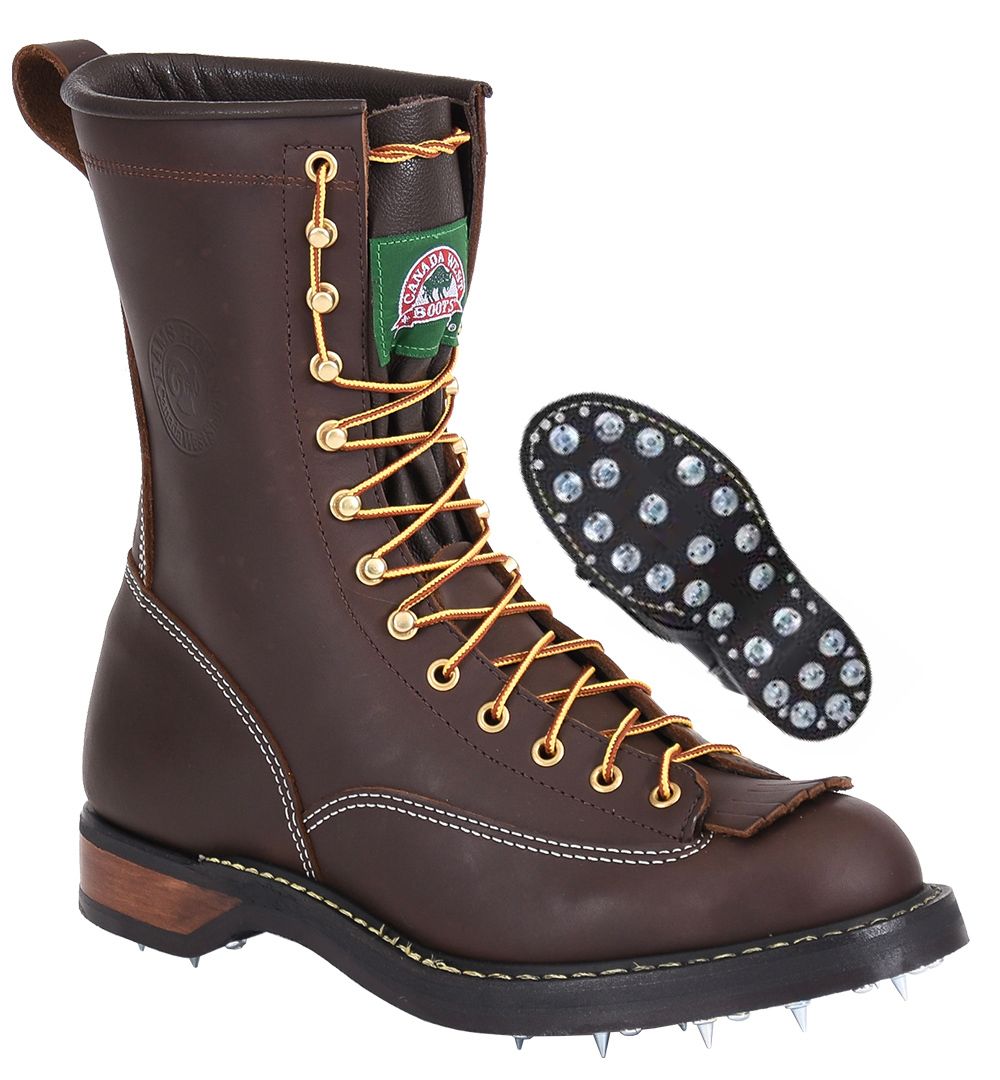 Men?s Canada West? Lace Work Boots - 10" Walnut Loggertan, Caulk Sole, Pt