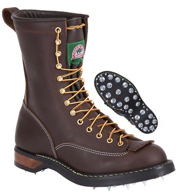 Men?s Canada West? Lace Work Boots - 10" Walnut Loggertan, Caulk Sole, Pt