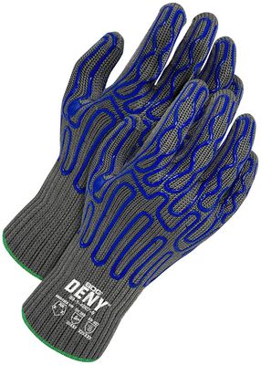 7 Gauge Seamless Knit Grey w/Blue Silicon Grip | Cut Level A9