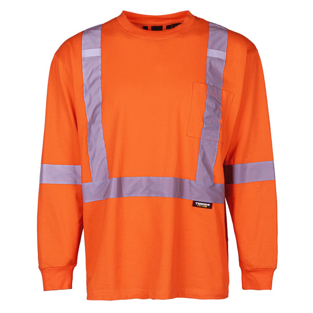 Terra 100% Cotton Hi-Vis Long Sleeve T-Shirt 116636OR Groupe BBH