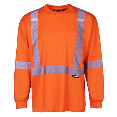 Terra 100% Cotton Hi-Vis Long Sleeve T-Shirt 116636OR Groupe BBH