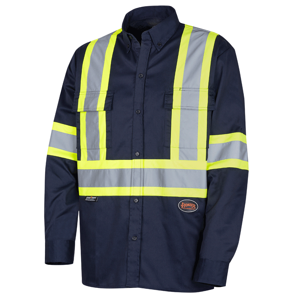 Button Work Shirt Poly/Cotton with Reflective Tape | Pioneer 4414 Pioneer