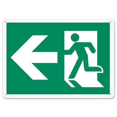 Fire Signs - Running Man Sign | Exit Left DFS125V/DFS125VG/DFS125P/DFS125PG INCOM
