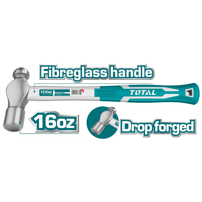 Ball Pein Hammer (Fiberglass Handle) THT74166/THT74326/THT74486 Total Tools Canada