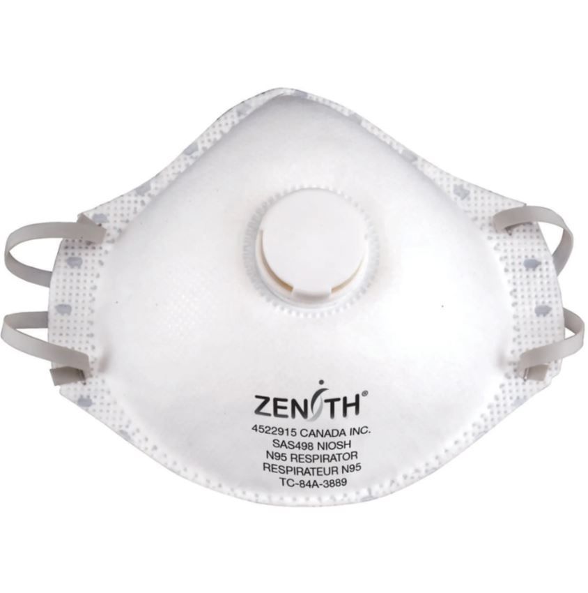 Particulate Respirators N95  W/ Valve | Box of 12 | NIOSH Certified | Zenith SAS498 Zenith