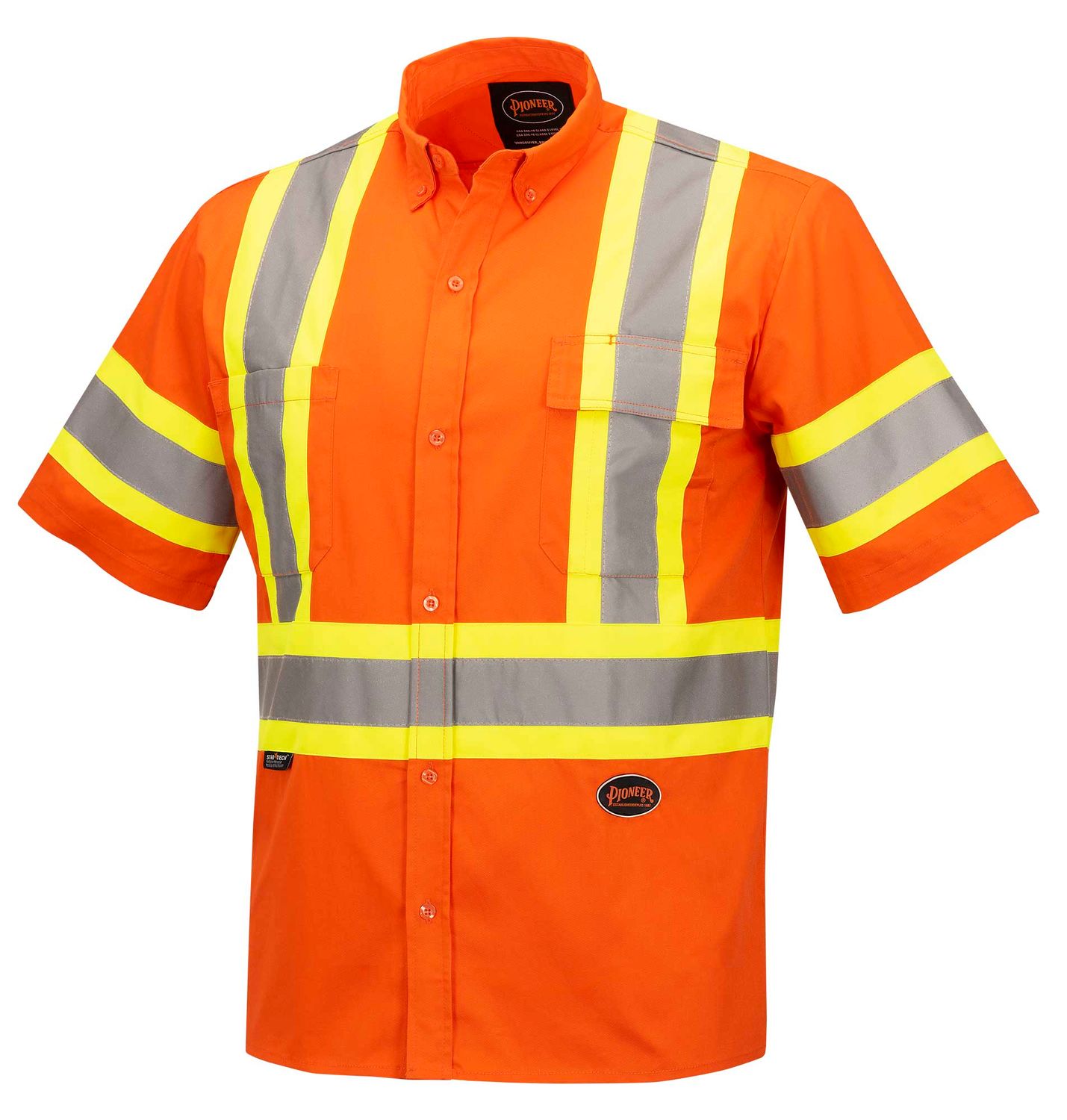 Hi-Viz Short Sleeved Cotton Safety Shirt - Hi-Viz Orange | Pioneer 4442 Pioneer