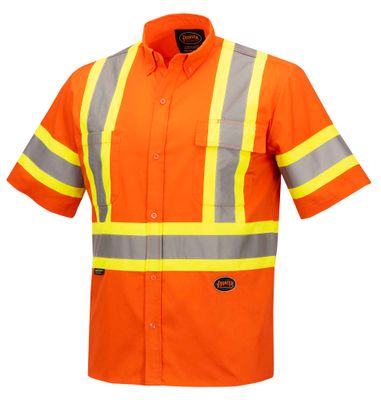 Hi-Viz Short Sleeved Cotton Safety Shirt - Hi-Viz Orange | Pioneer 4442 Pioneer