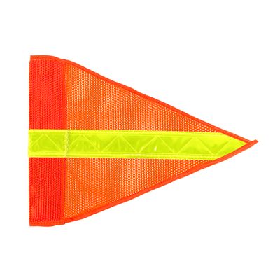 Heavy Duty Orange Mesh Pennant Safety Flag (Yellow Stripe) - 12"x9"