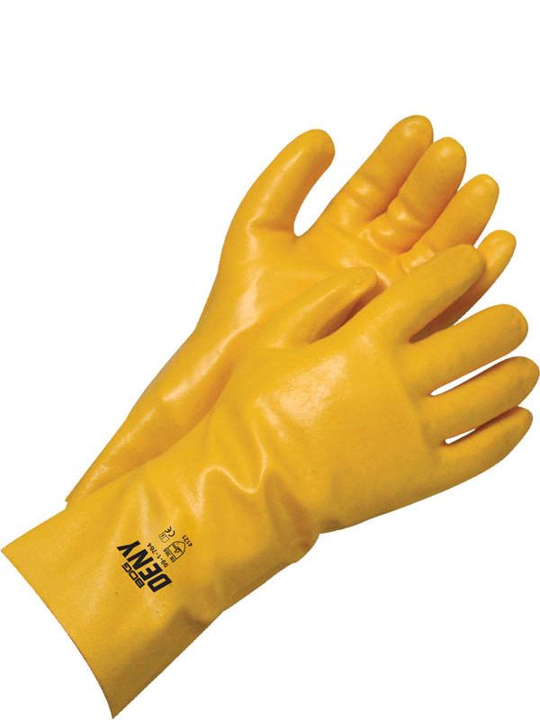 Coated PVC Single Dipped Gauntlet Yellow 14 in | Pack of 12 99-1-764 Bob Dale Gloves