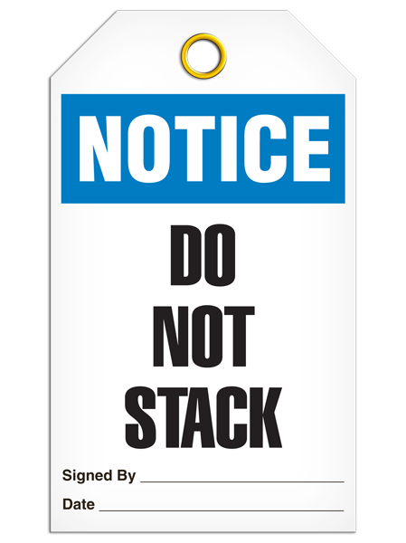 Notice Do Not Stack Tag PKG/25 TG5023 INCOM