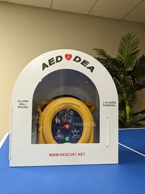 Deluxe Round-top Alarmed Bilingual AED Cabinet SPS-303-CDN Safety Supplies Canada