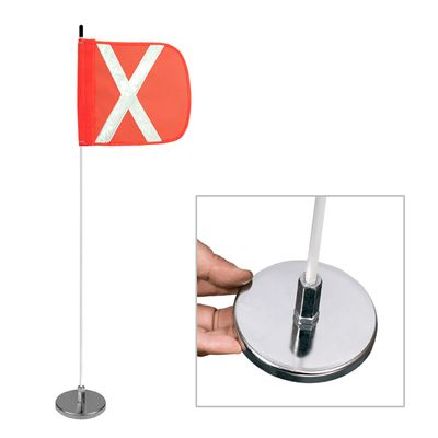 Light Duty Whip with 11.5"x11.5" Orange Flag (White X) and a Magnetic Mounting Base