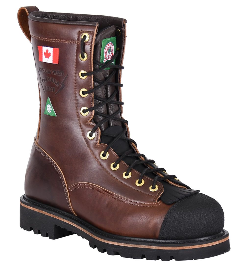 Men?s Canada West? Lace Work Boots - 9" Pecan Tumbled Climber ST/PRI/ESR with Vibram 1275 Sole