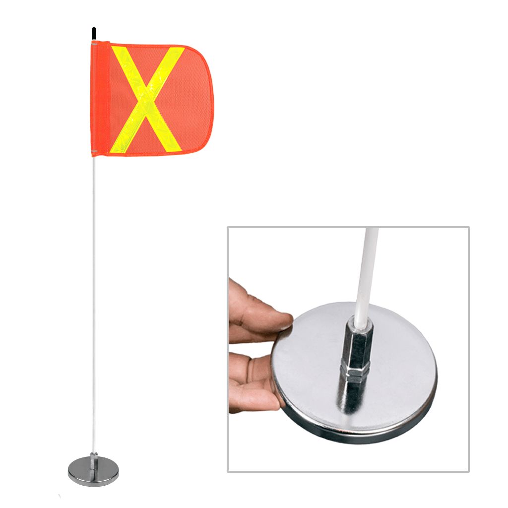 Light Duty Whip with 11.5"x11.5" Orange Flag (Yellow X) and a Magnetic Mounting Base