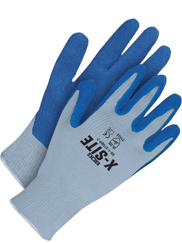 X-Site Seamless Knit Grey Poly-Cotton Blue Crinkle Latex Palm - Pack of 12 | Bob Dale Gloves 99-1-2?