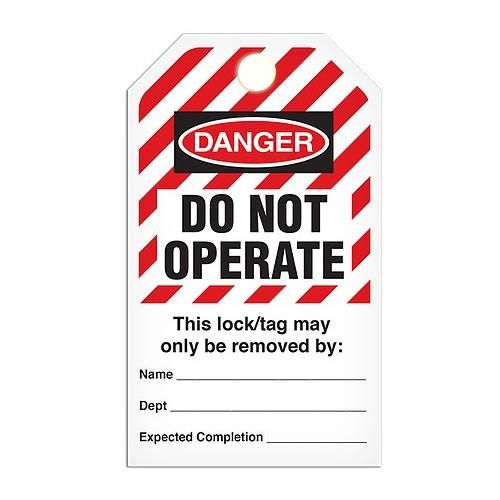 Lockout "Do Not Operate", Hazard Striped Tag - 25/pkg
