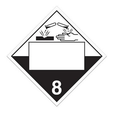 10.75" ? 10.75" Class 8 UN Placard - Corrosive (Pack of 100 pcs) - Tagboard TT800PIN INCOM