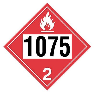 10.75" x 10.75" Class 2 Placard "Anhydrous Liquefied Petroleum Gases"  (Pack of 100 pcs) - Tagboard…