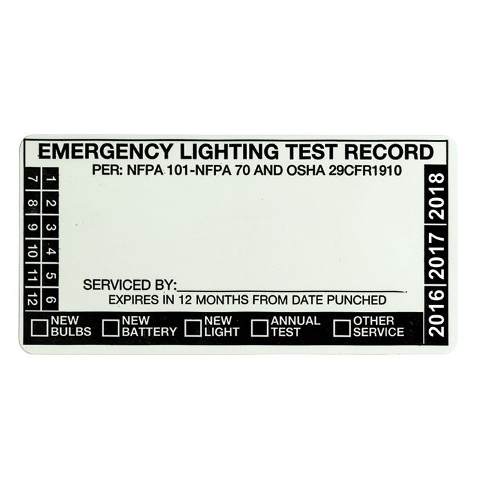Emergency Lighting Test Label, Blank ELTL RS Steel