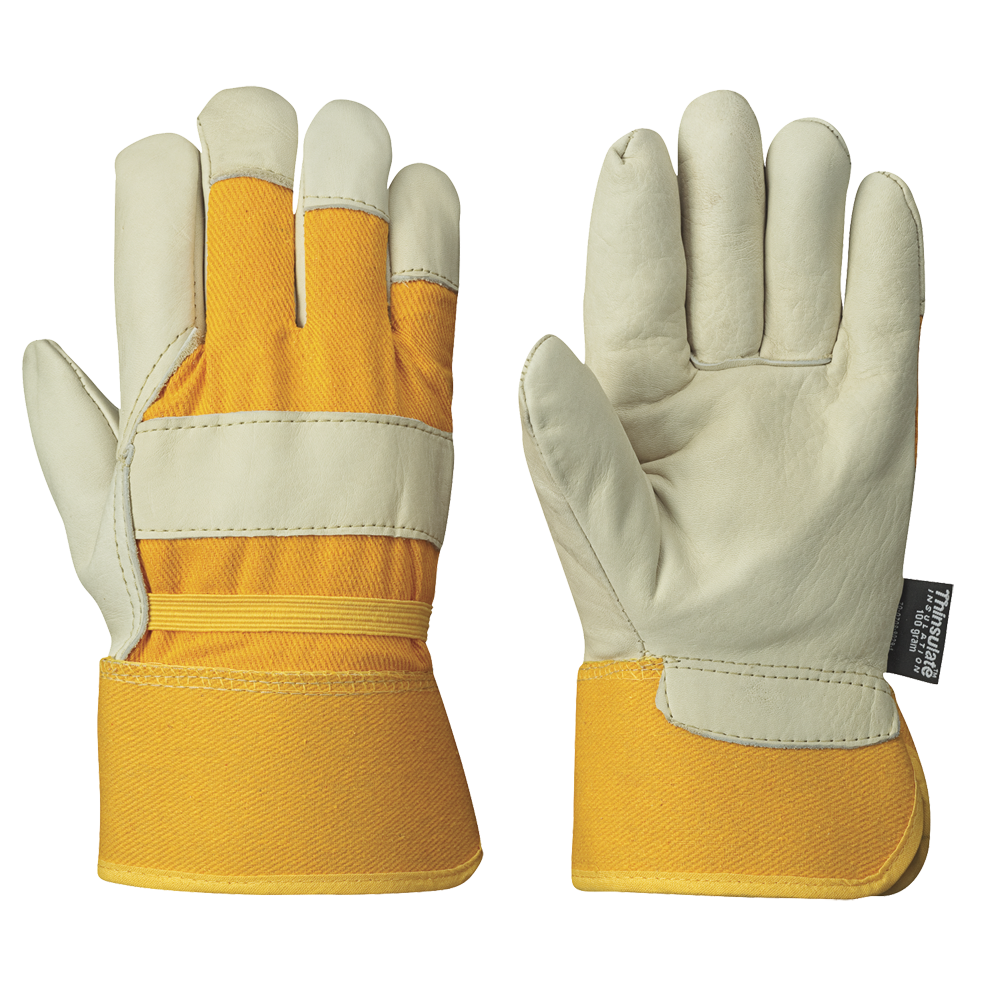 Insulated Fitter's Cowgrain Gloves - 1-PC Palm - Out. Elastic - Thinsulate | Pack of 12 632A/632B P…