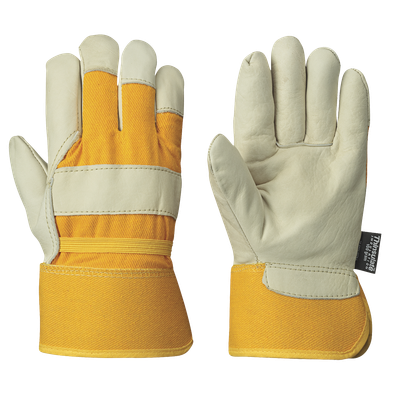 Insulated Fitter's Cowgrain Gloves - 1-PC Palm - Out. Elastic - Thinsulate | Pack of 12 632A/632B P…