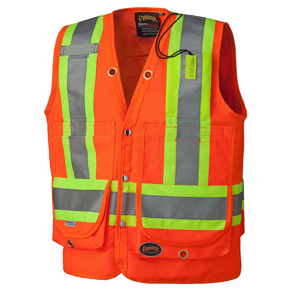 Hi-Vis 600D Oxford Poly Surveyor Safety Vest  | Pioneer 6697/6696   Safety Supplies Canada