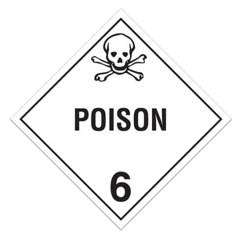 Class 6.1 "Poison 6" Sign (Pack of 100 pcs) TA600 INCOM