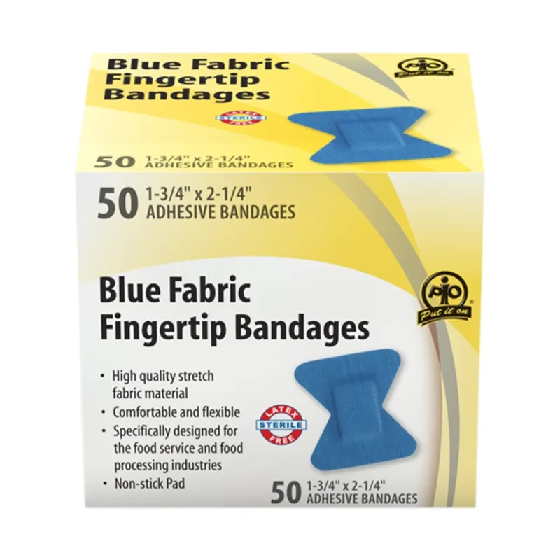 Blue Fabric Fingertip Bandage - 5 x 4.5cm - 50/Box F1591750 WASIP