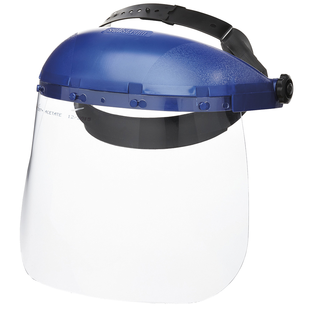 Single Crown Face Shield with Ratcheting Headgear - Uncoated S39110   Safety Supplies Canada