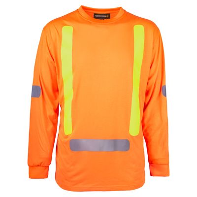 Terra Hi-vis Long Sleeve T-shirt - RFLT Tape 116617OR Groupe BBH