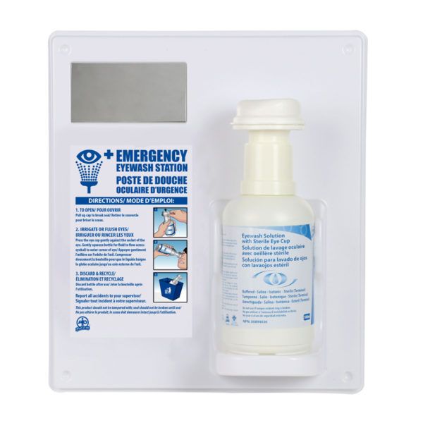 Single Eyewash Station w/ Sterile Eye Cup and 500ml Eyewash Solution F4601701 WASIP