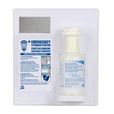 Single Eyewash Station w/ Sterile Eye Cup and 500ml Eyewash Solution F4601701 WASIP