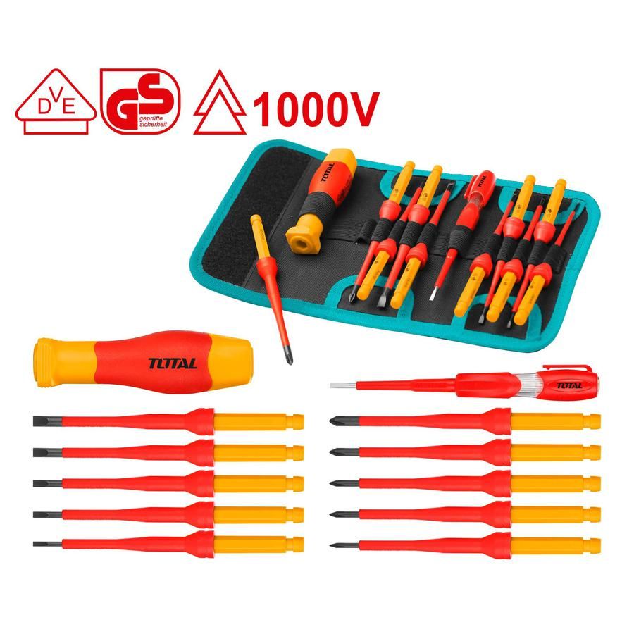12 Pcs Interchangeable Insulated Screwdriver Set (VDE) THKISD1201 Total Tools Canada