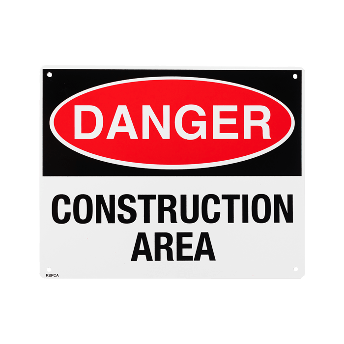 Rigid Plastic Sign - Danger Construction Area - 10" x 8"
