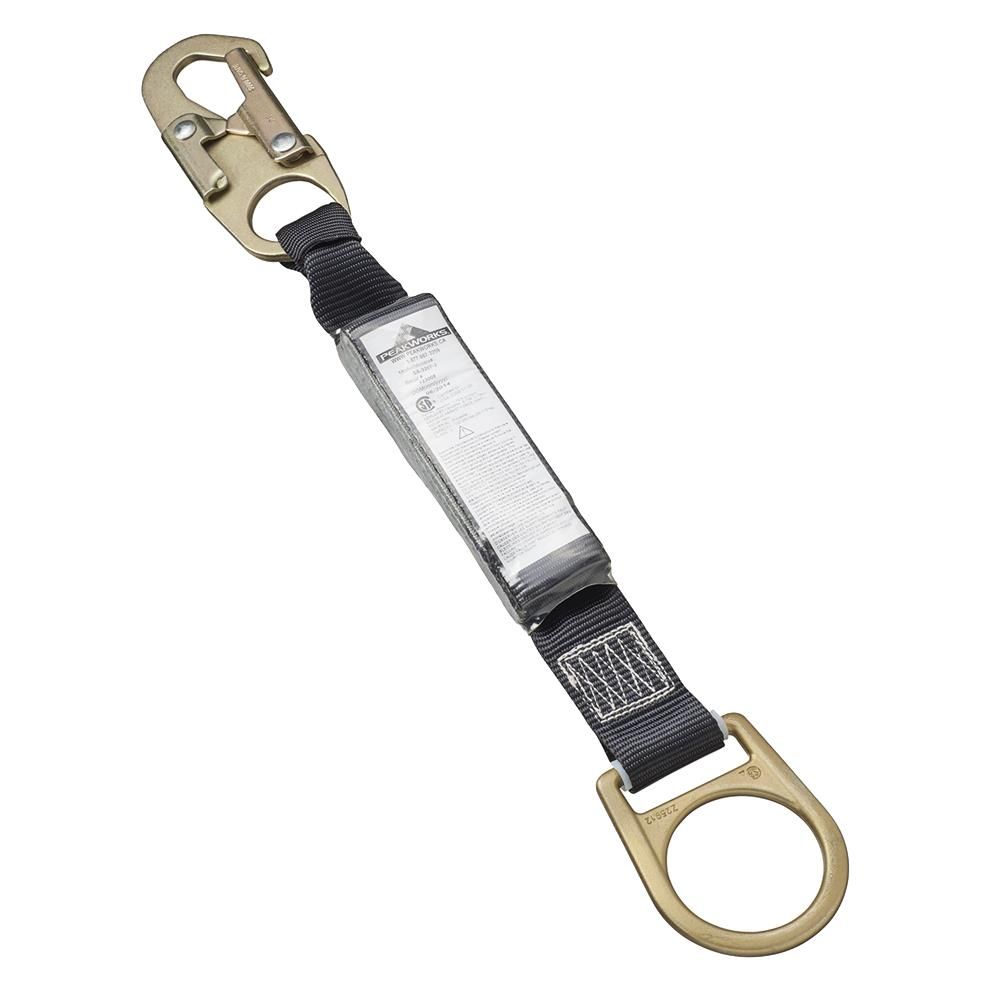 Shock Absorbing Lanyard - SP - Single Leg - Snap &amp; D-Ring - 18" (46 CM) - 110 - 220 Lb Capacity