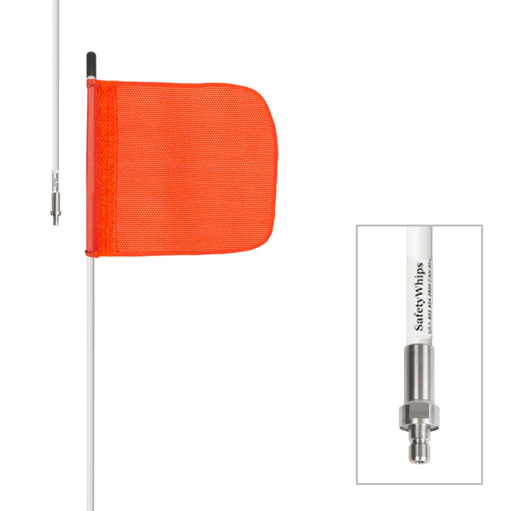 1 Piece, Non-powered, Quick Disconnect, Heavy Duty Whip with 11.5"x11.5" Orange Flag SW05QDNP-M/SW0…