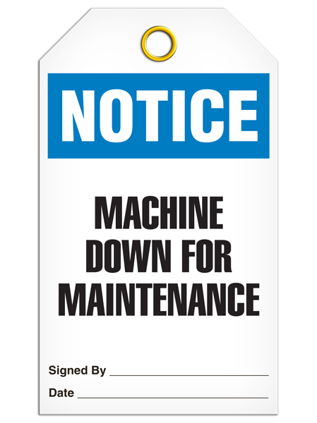 Notice Machine Down For Maintenance Tag PKG/25 TG5021 INCOM
