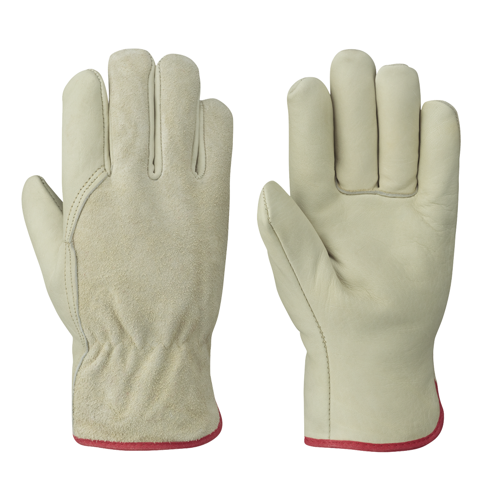 Ins. Fitter's Cowgrain Gloves - 1-Piece Palm - Out. Elastic - Foam Lined - L | Pack of 12 535FLRF P…