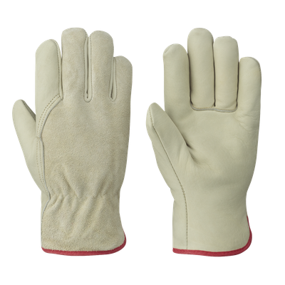 Ins. Fitter's Cowgrain Gloves - 1-Piece Palm - Out. Elastic - Foam Lined - L | Pack of 12 535FLRF P…