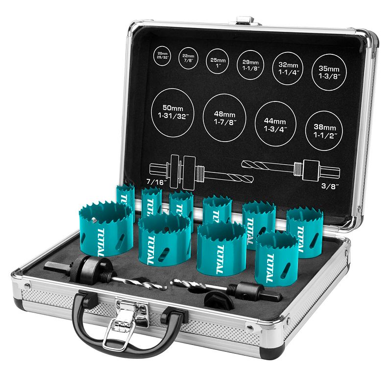 12PCS Bi-Metal Hole Saw Set TACSH1121 Total Tools Canada