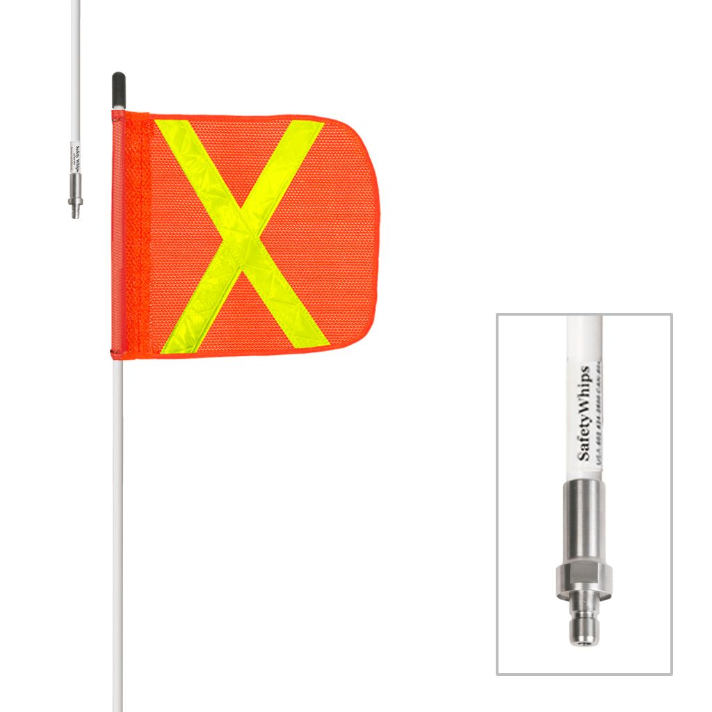 1 Piece, Non-powered, Quick Disconnect, Heavy Duty Whip with 11.5"x11.5" Orange Flag (Yellow X) SW0…