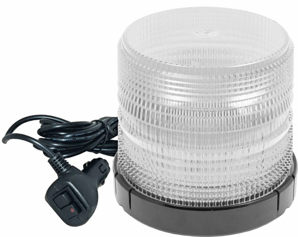 White Medium Profile Fleet + LED Beacon Magnetic Mount - Lens: Clear 23828 SWS