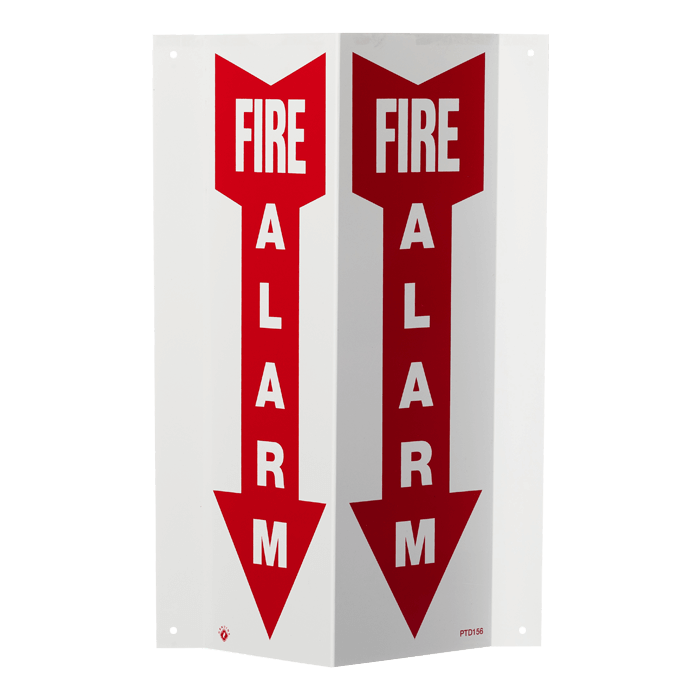 3D Rigid Plastic Angle Sign - Fire Alarm Stand-Out Sign - 4" x 12" PTD156 RS Steel