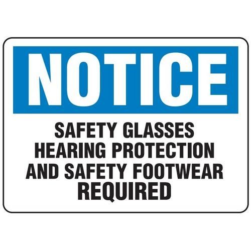 OSHA Safety Sign | Notice Glass Hear Foot | INCOM SS4071V, SS4071A, SS4071P, SC4071V, SC4071A, SC40…