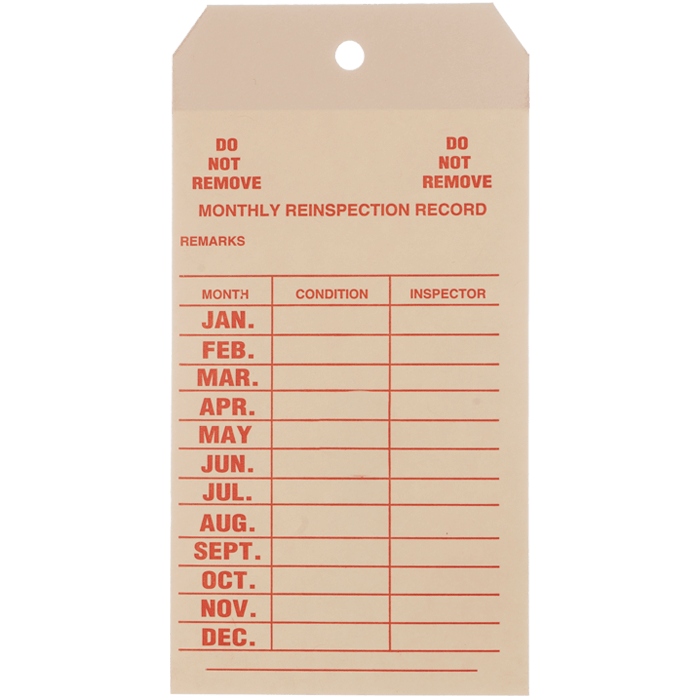 Monthly Inspection Tag - pkg/100 ERTAG/FRTAG RS Steel