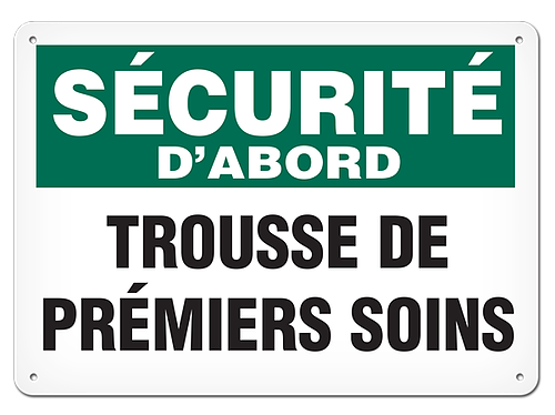 OSHA Safety Sign | Securite D'abord Salle Premiers Soins  | INCOM SSF5000V, SSF5000A, SSF5000P, SCF…