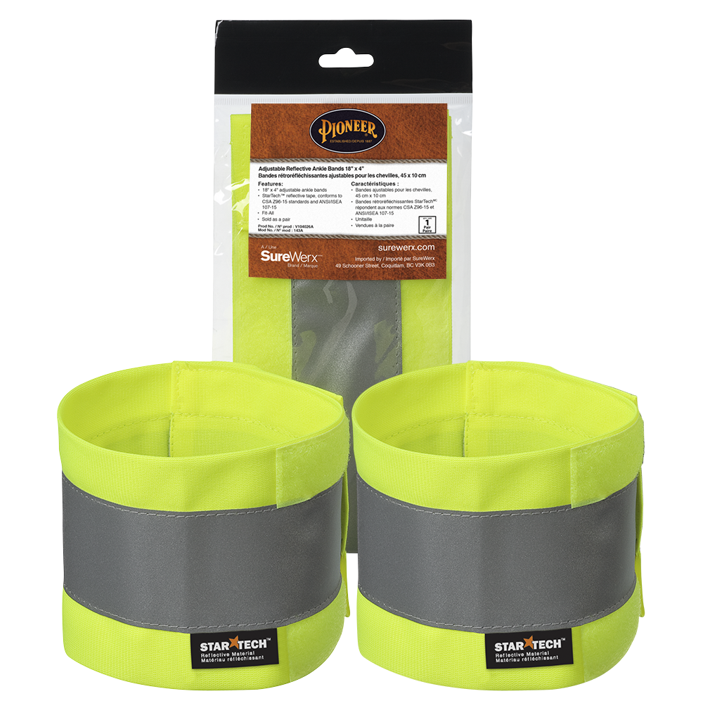 Adjustable Reflective Ankle Bands 18" x 4" - pair | Pioneer 143A   Safety Supplies Canada