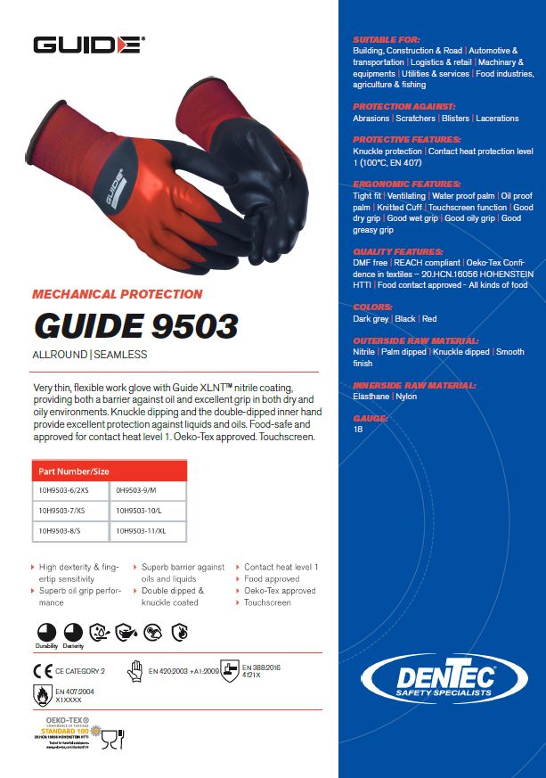 Guide 9503 Work Glove 10H9503 Dentec Safety