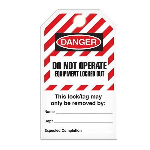 Lockout "Do Not Operate Equipment Locked Out" Striped Tag - 25/pkg TG6031 INCOM