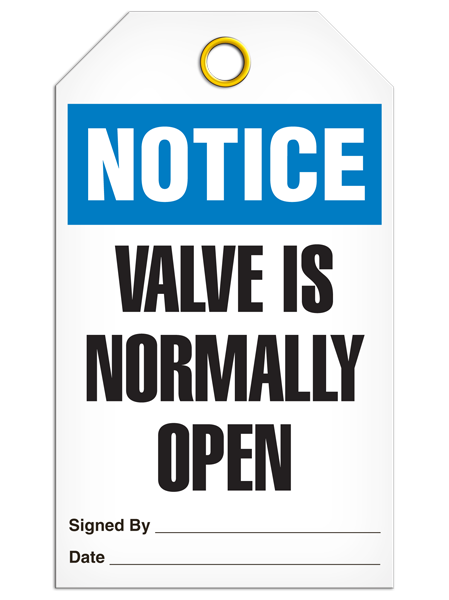 Notice Valve is Normally Open Tag PKG/25 TG5007 INCOM